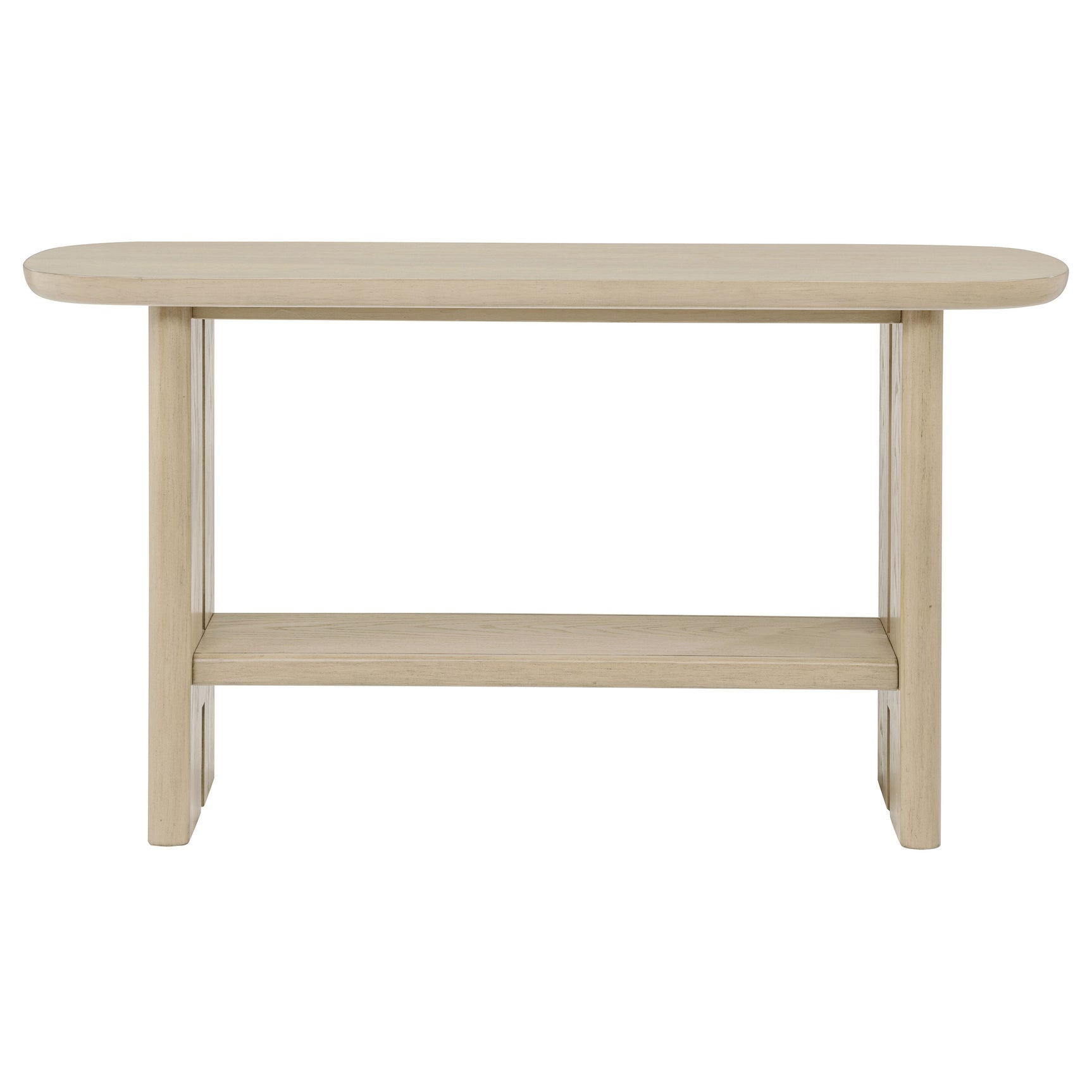 Kailani Beige Oak Coastal Sofa Console Table with Shelf - Ornate Home