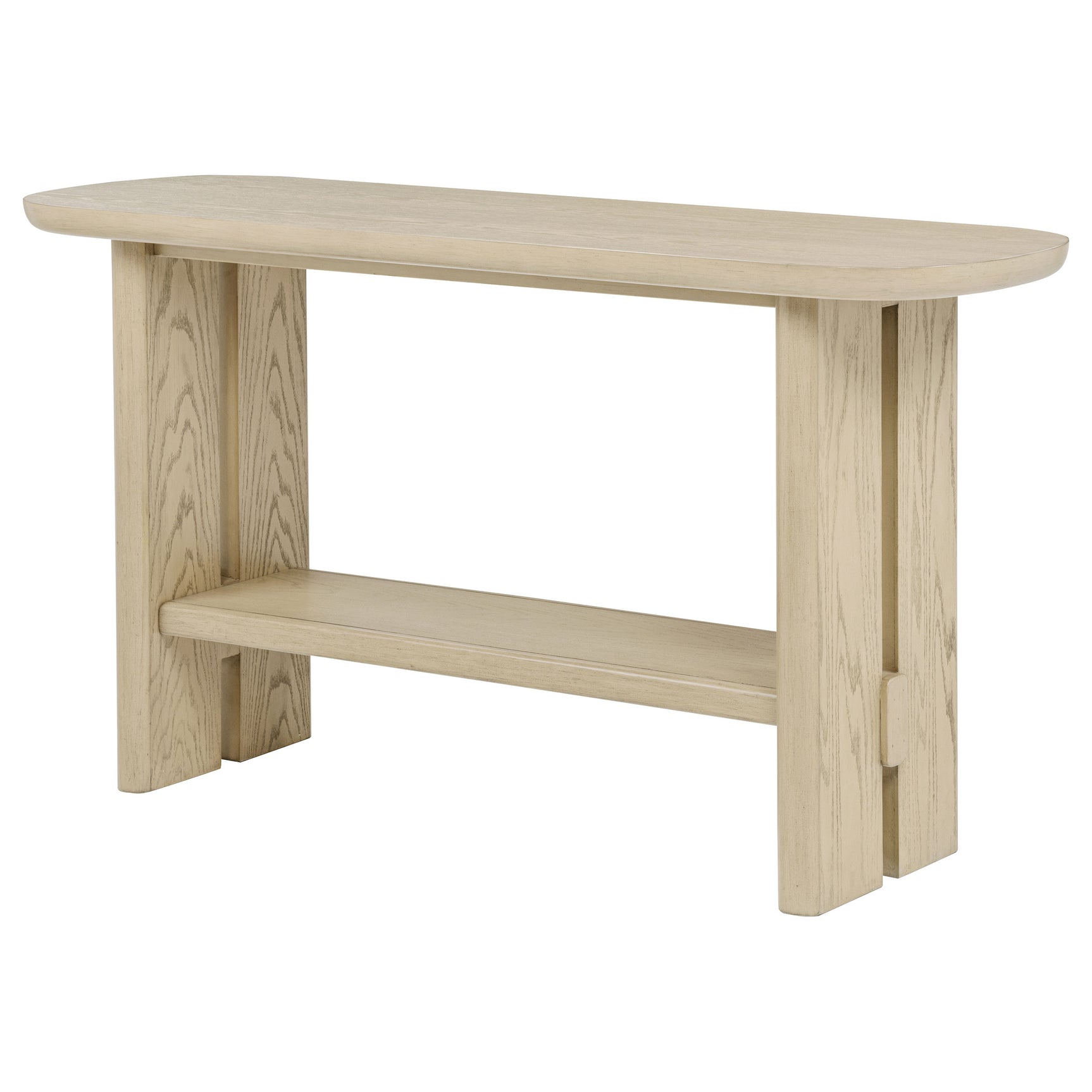 Kailani Beige Oak Coastal Sofa Console Table with Shelf - Ornate Home