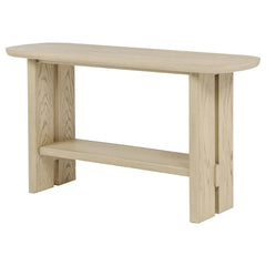 Kailani Beige Oak Coastal Sofa Console Table with Shelf - Ornate Home