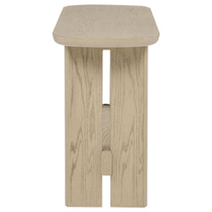 Kailani Beige Oak Coastal Sofa Console Table with Shelf - Ornate Home