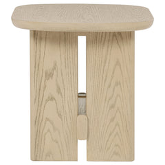 Kailani Beige Oak Coastal Square End Side Table with Shelf - Ornate Home