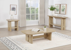 Kailani Beige Oak Coastal Square End Side Table with Shelf - Ornate Home