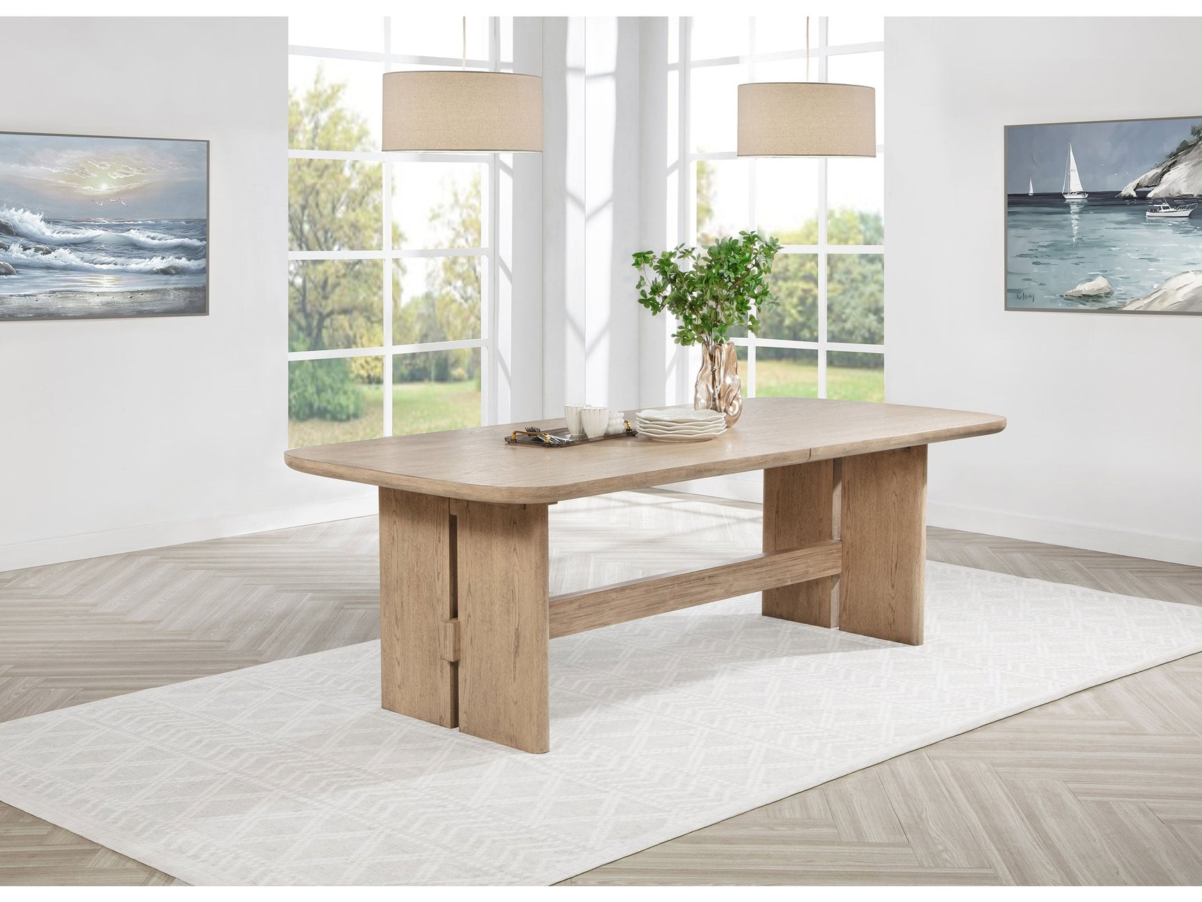 Kailani Beige Oak Dining Room Table - Ornate Home