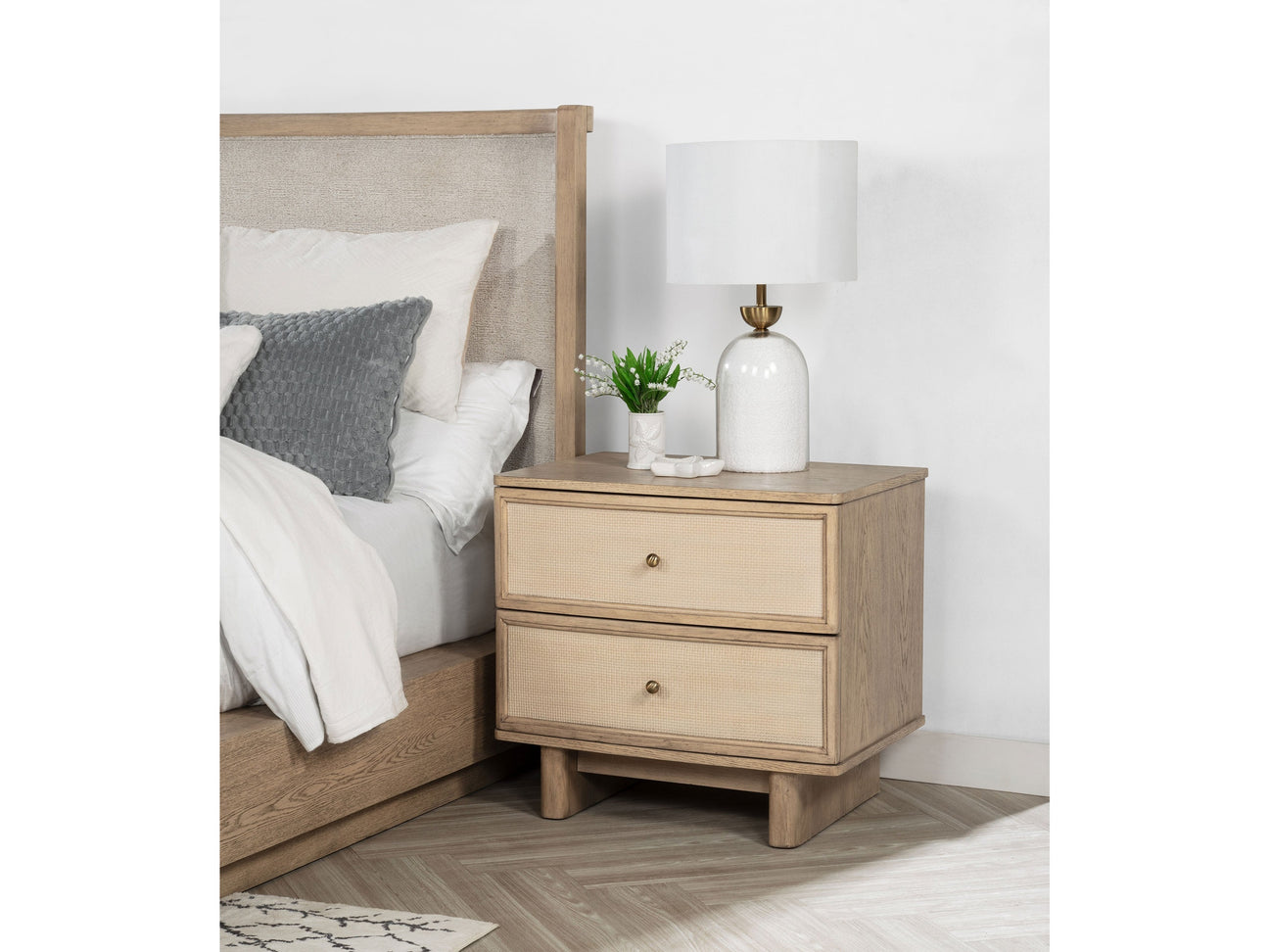 Kailani Beige Oak Nightstand - Ornate Home