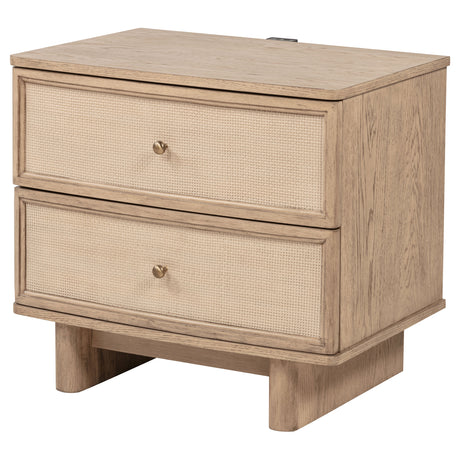 Kailani Beige Oak Nightstand - Ornate Home