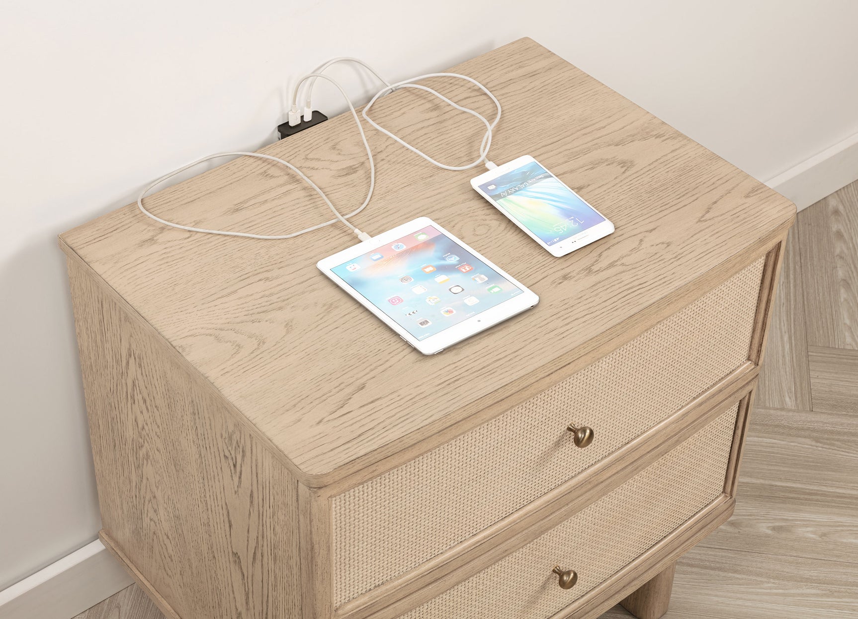 Kailani Beige Oak Nightstand - Ornate Home