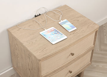 Kailani Beige Oak Nightstand - Ornate Home
