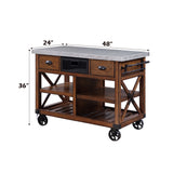 Kailey Antique Oak Kitchen Cart - Ornate Home