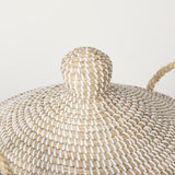 Kairi Brown Seagrass Floor Baskets with Lids and Handles (Set of 2)