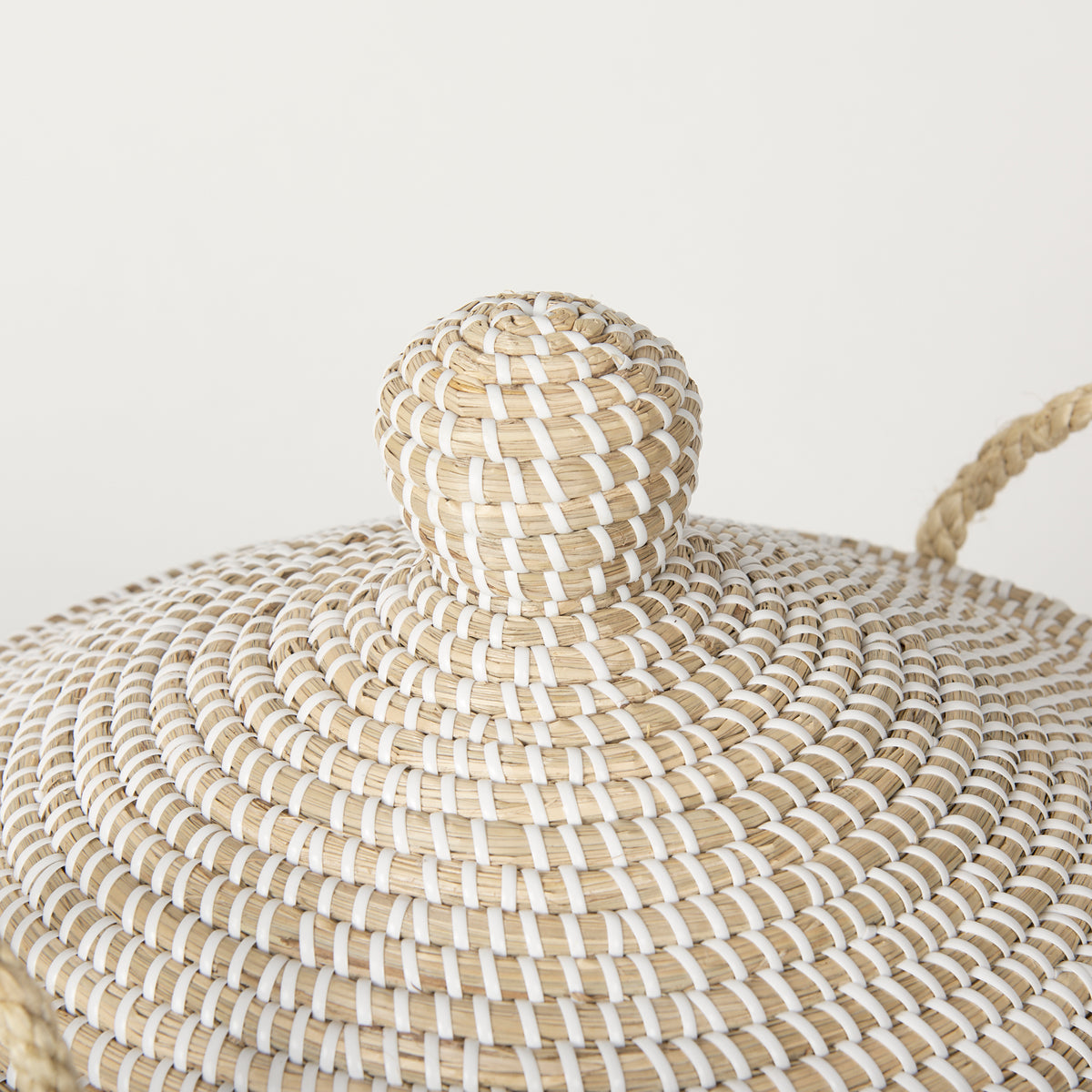 Kairi Brown Seagrass Floor Baskets with Lids and Handles (Set of 2)