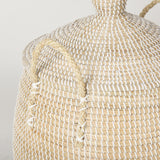 Kairi Brown Seagrass Floor Baskets with Lids and Handles (Set of 2)