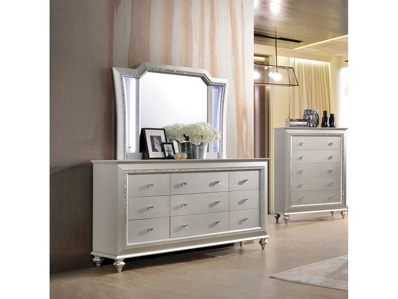 Kaitlyn LED & Champagne Mirror - Ornate Home