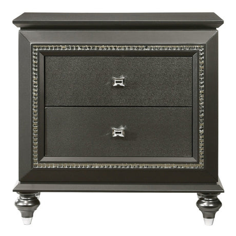 Kaitlyn Metallic Gray Nightstand - Ornate Home