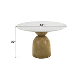 Kala Natural/Oak Round Dining Table W/Marble - Ornate Home