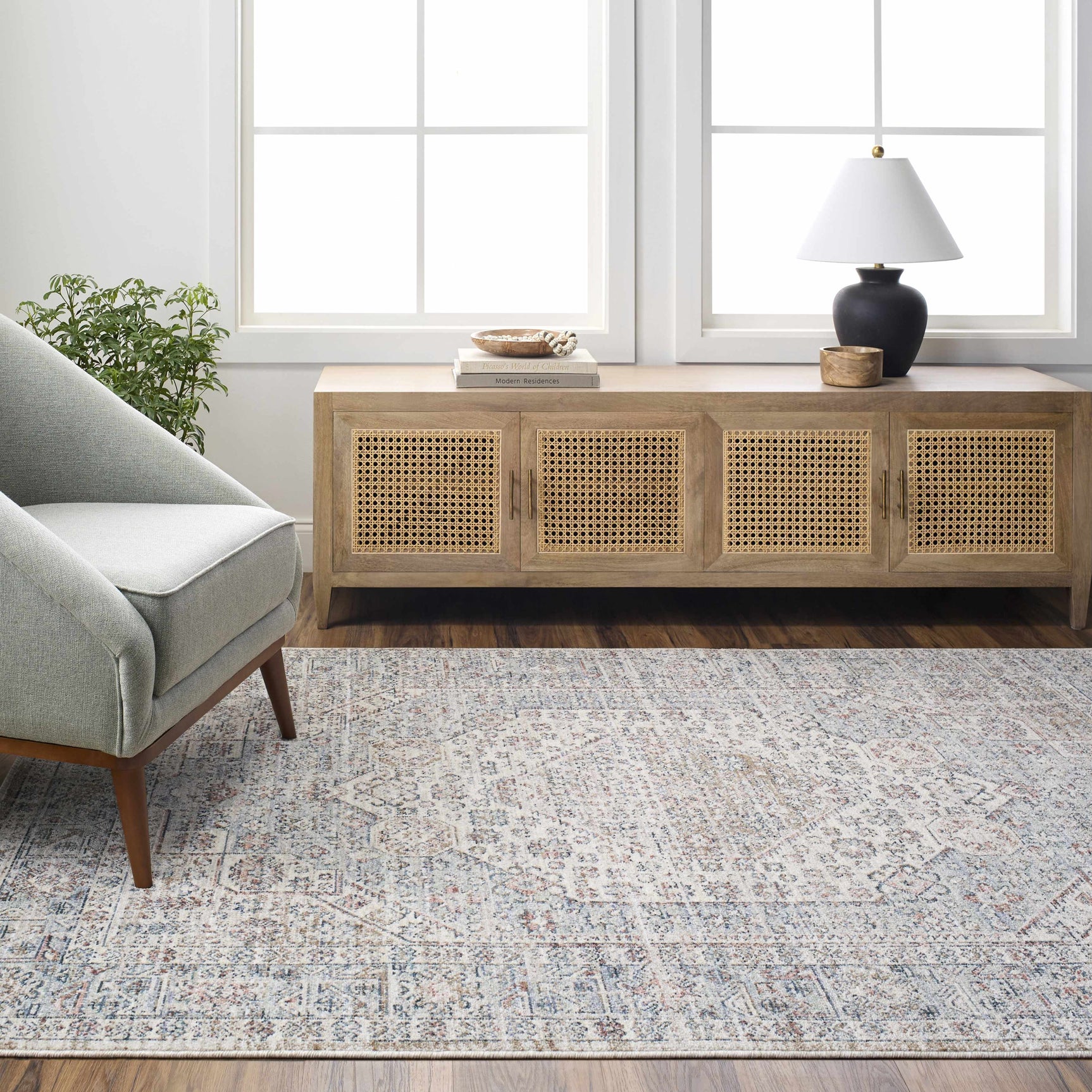 Kalei Beige & Blue Area Rug - Clearance - Ornate Home
