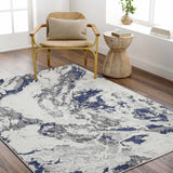 Kaleo Gray & Blue Marble Area Rug - Clearance - Ornate Home