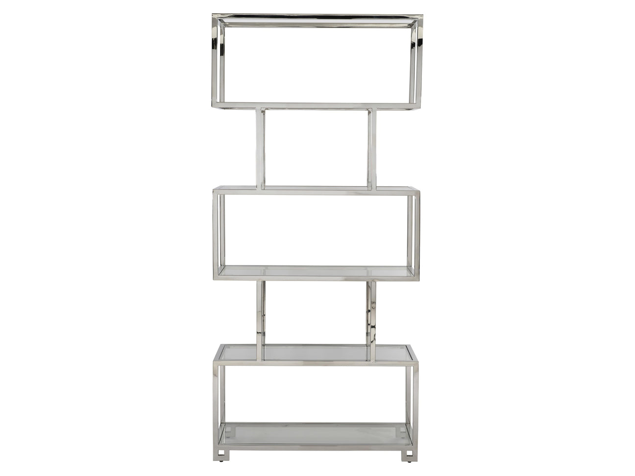 Kaley Polished Stainless Steel/Clear Etagere - Ornate Home