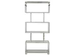 Kaley Polished Stainless Steel/Clear Etagere - Ornate Home