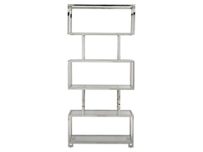 Kaley Polished Stainless Steel/Clear Etagere - Ornate Home