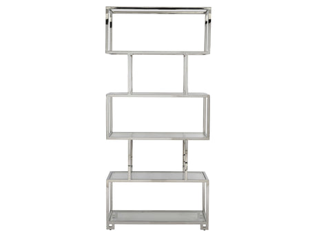 Kaley Polished Stainless Steel/Clear Etagere - Ornate Home