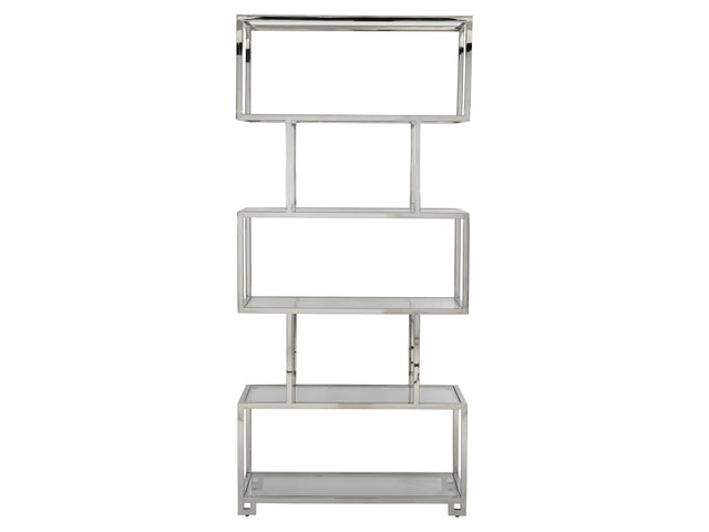Kaley Polished Stainless Steel/Clear Etagere - Ornate Home