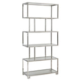 Kaley Polished Stainless Steel/Clear Etagere - Ornate Home