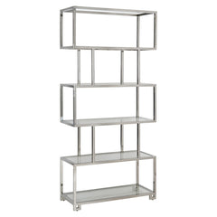 Kaley Polished Stainless Steel/Clear Etagere - Ornate Home