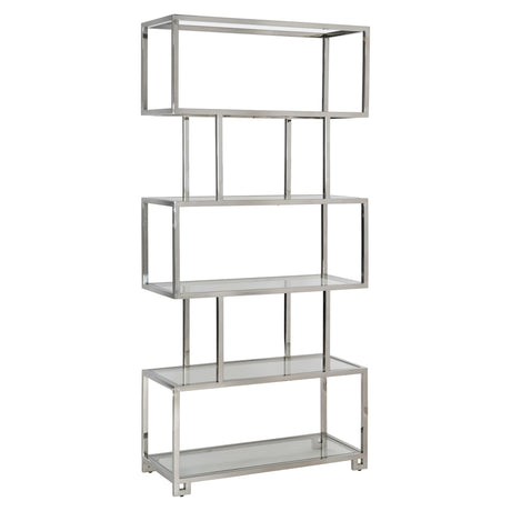 Kaley Polished Stainless Steel/Clear Etagere - Ornate Home