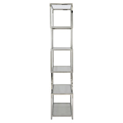 Kaley Polished Stainless Steel/Clear Etagere - Ornate Home
