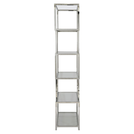 Kaley Polished Stainless Steel/Clear Etagere - Ornate Home
