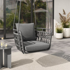 Kaliah Charcoal Outdoor Patio Aluminum Swing Chair - Ornate Home