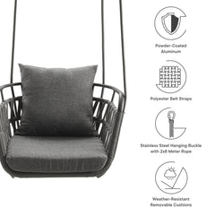 Kaliah Charcoal Outdoor Patio Aluminum Swing Chair - Ornate Home