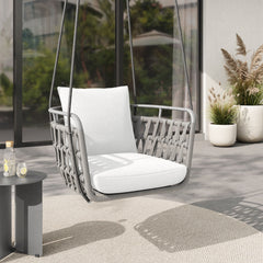 Kaliah Light Gray/White Outdoor Patio Aluminum Swing Chair - Ornate Home