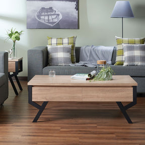 Kalina Rustic Natural/Black Coffee Table - Ornate Home