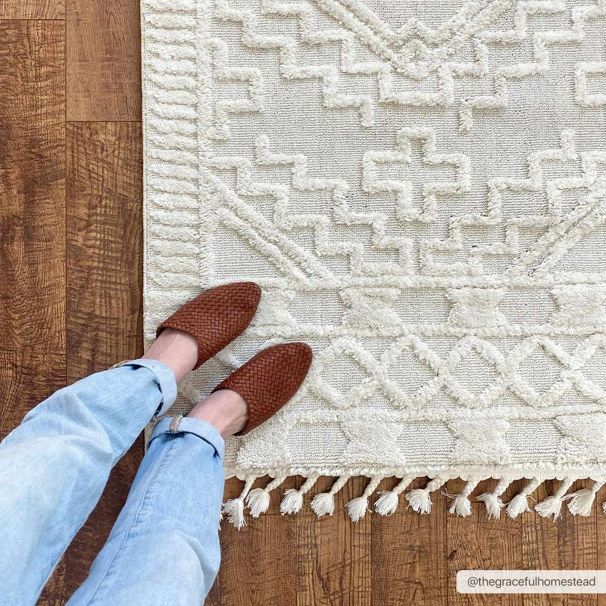 Kalkan High/Low Pile Rug with Tassels - Clearance - Ornate Home