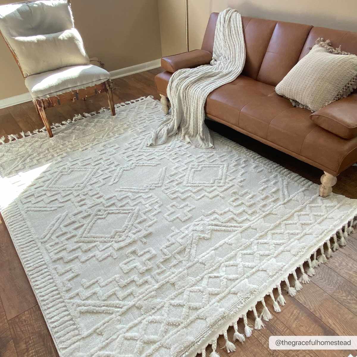 Kalkan High/Low Pile Rug with Tassels - Clearance - Ornate Home