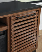 Kallari Warm Brown/Black 84" TV Stand with Electric Fireplace - Ornate Home