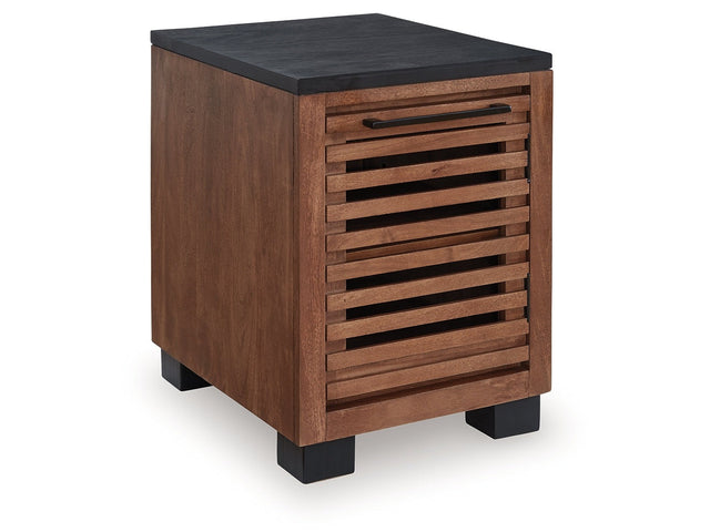 Kallari Warm Brown/Black Chair Side End Table (Online Special Price) - Ornate Home