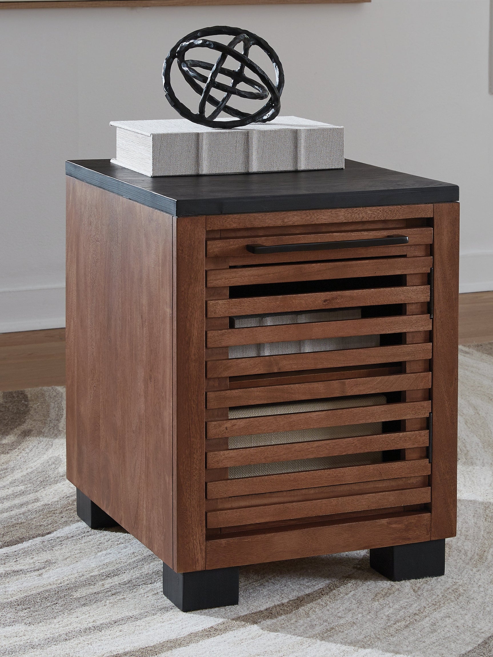 Kallari Warm Brown/Black Chair Side End Table (Online Special Price) - Ornate Home