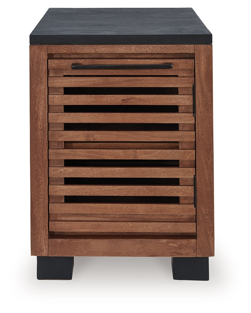 Kallari Warm Brown/Black Chair Side End Table (Online Special Price) - Ornate Home