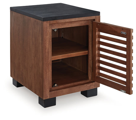 Kallari Warm Brown/Black Chair Side End Table - Ornate Home