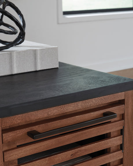 Kallari Warm Brown/Black Chair Side End Table - Ornate Home