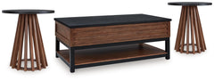 Kallari Warm Brown/Black Coffee Table and 2 End Tables - Ornate Home