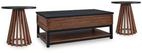 Kallari Warm Brown/Black Coffee Table and 2 End Tables - Ornate Home