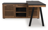 Kallari Warm Brown/Black Credenza with Desk Return (Online Special Price) - Ornate Home