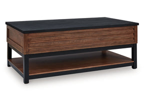 Kallari Warm Brown/Black Lift Top Cocktail Table (Online Special Price) - Ornate Home