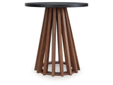 Kallari Warm Brown/Black Round End Table (Online Special Price) - Ornate Home