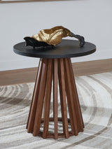 Kallari Warm Brown/Black Round End Table (Online Special Price) - Ornate Home