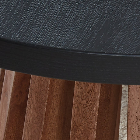 Kallari Warm Brown/Black Round End Table - Ornate Home