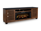 Kallari Warm Brown/Black XL TV Stand w/Fireplace Option - Ornate Home